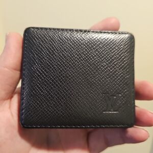 Authentic Louis Vuitton Black Taiga Coin Case